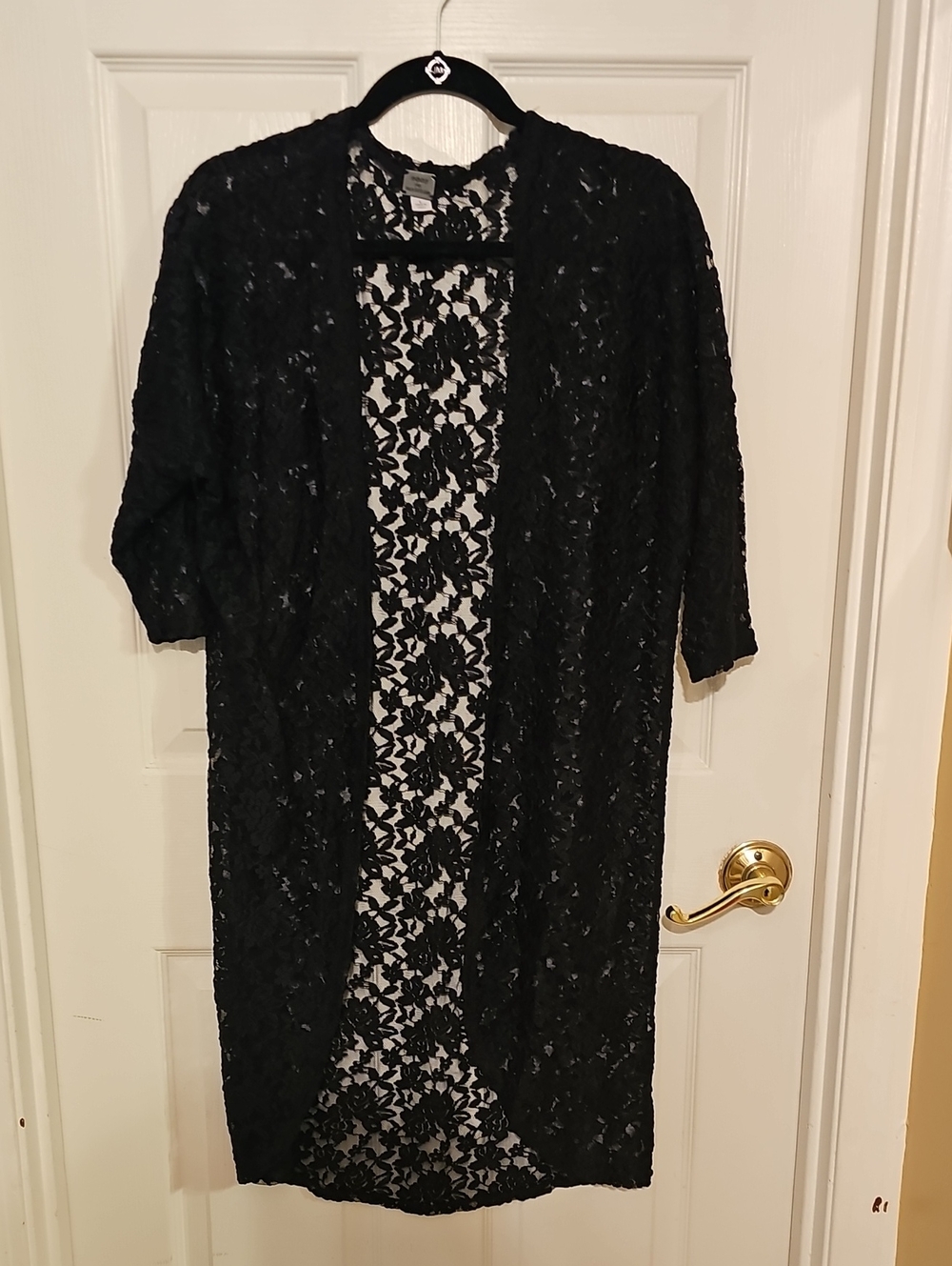Poof! Black Lace Panel Cardigan